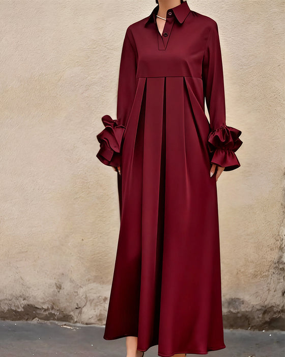 Robe Mode Col Chemise Évasé