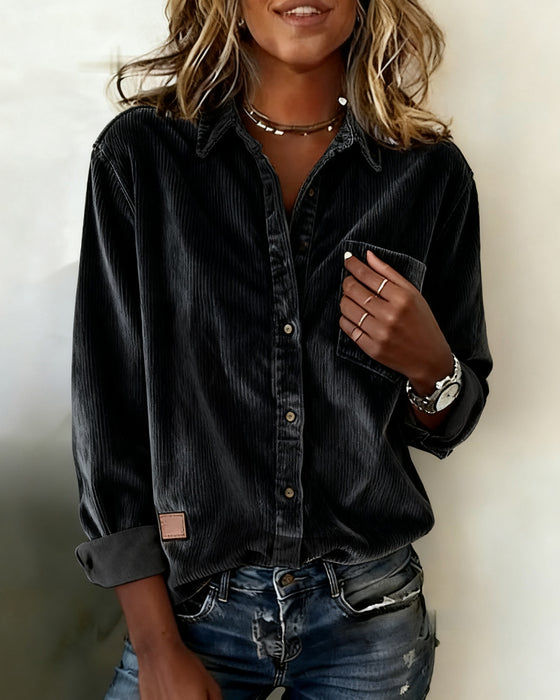 Chemise Tendance Velours Côtelé Revers