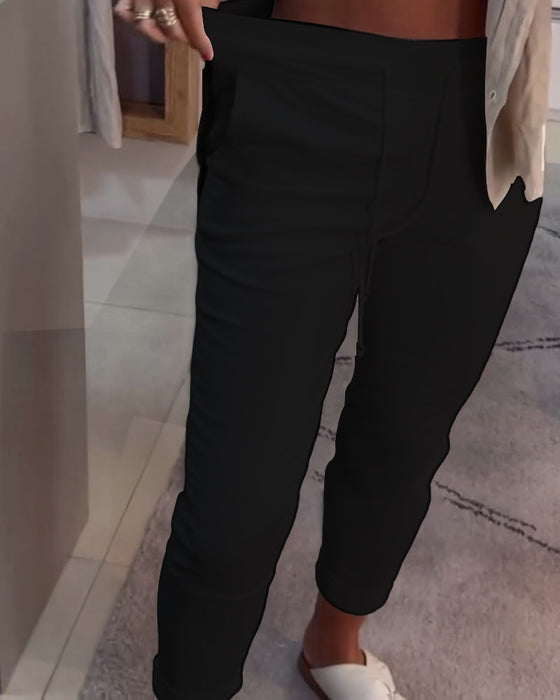 Pantalon Fuselé Décontracté Avec Cordon