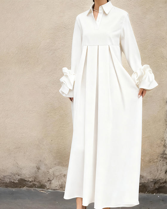 Robe Mode Col Chemise Évasé