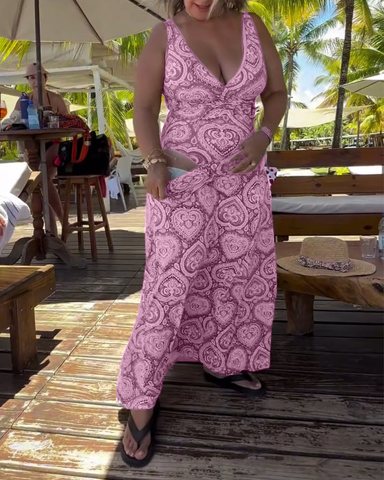 Maillot de Bain Sans Bretelles Cœur Imprimé Vacances