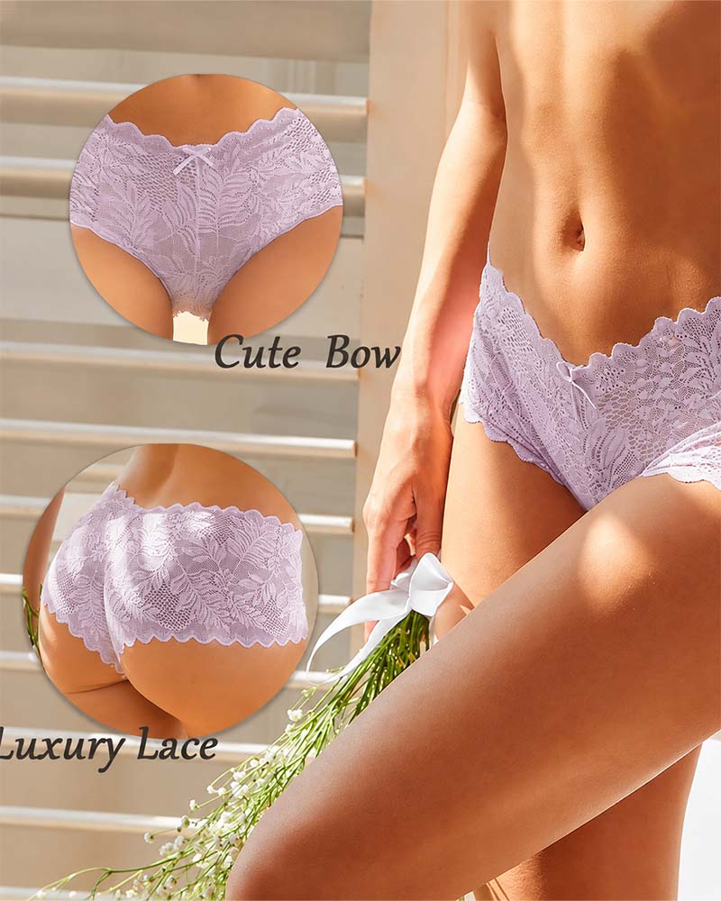Lot De 8 Culottes Sexy Taille V Dentelle Fesses Nues Pour Femme