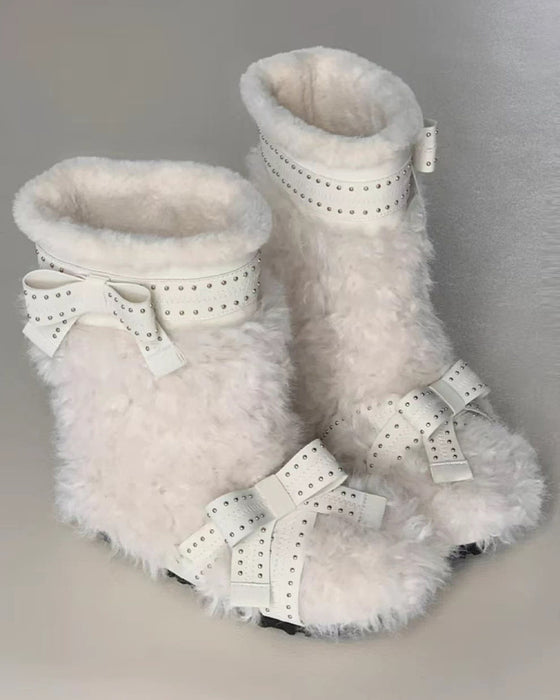 Bottes Pour Femmes Fourrées À Semelle Plate Pour Neige
