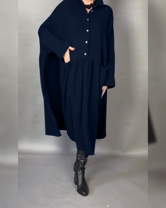 Robe Oversize En A Avec Col À Boutons