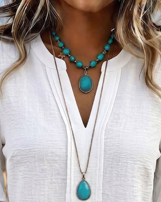 Blouse Col En V Manche Volantée Superposée