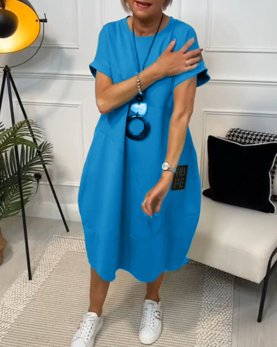 Robe décontractée à manches courtes et imprimé lettre simple