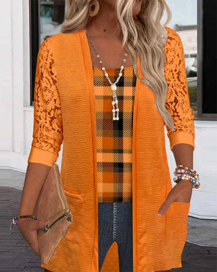 Haut À Fausse Coupe Deux Pièces À Carreaux