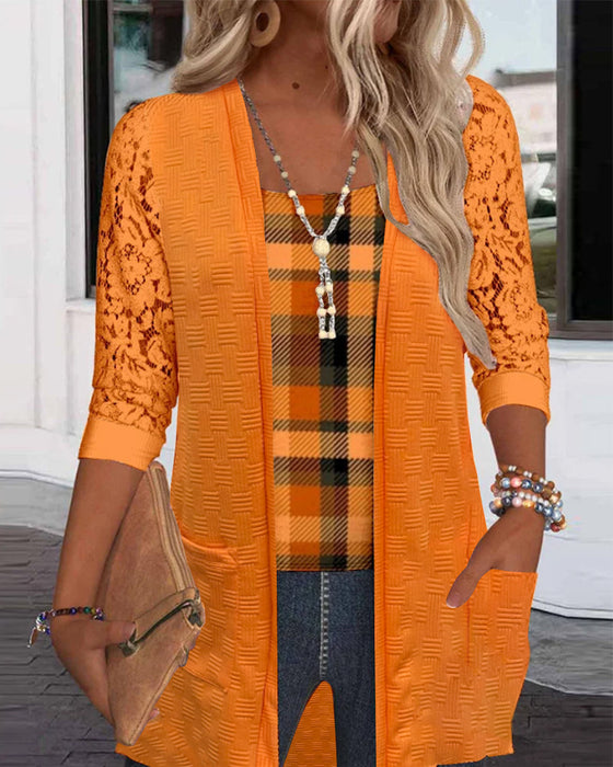 Haut À Fausse Coupe Deux Pièces À Carreaux