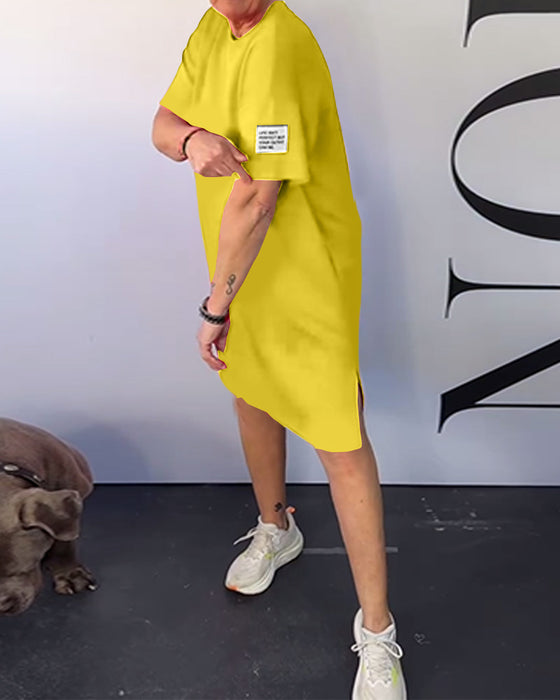 Robe Col Rond Décontractée Manches Courtes Simple