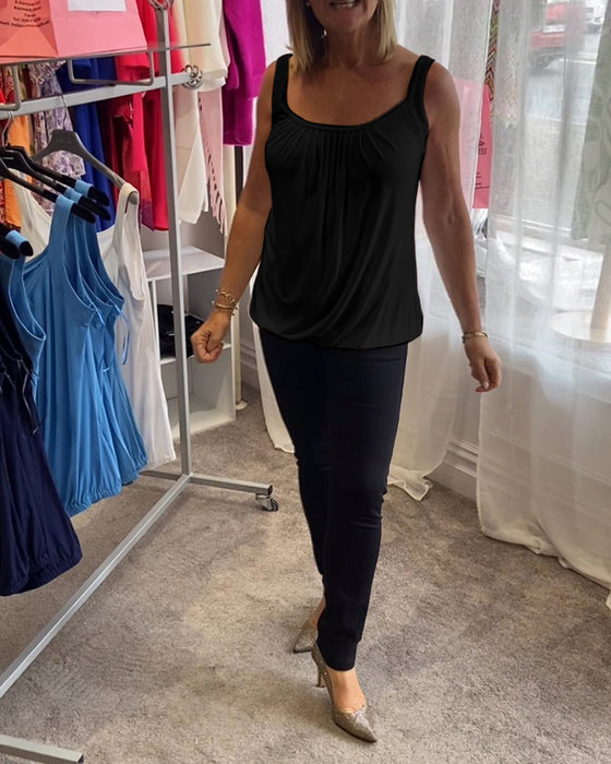 Haut sans manches décontracté uni plissé