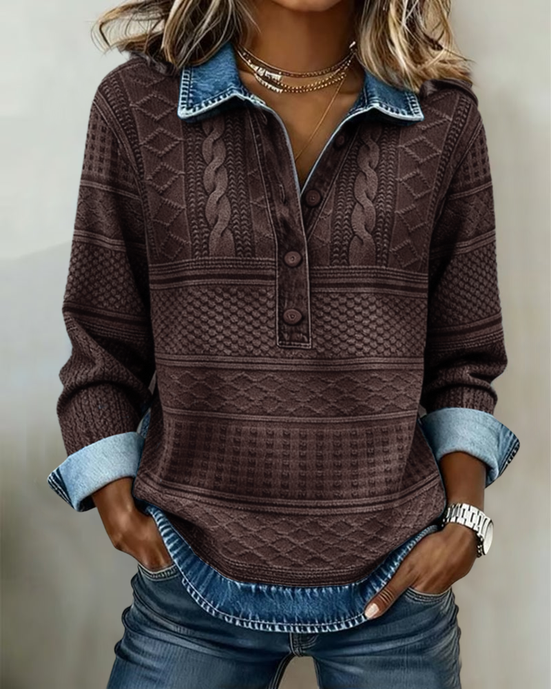 Sweat Tendance Demi-Boutonné Revers