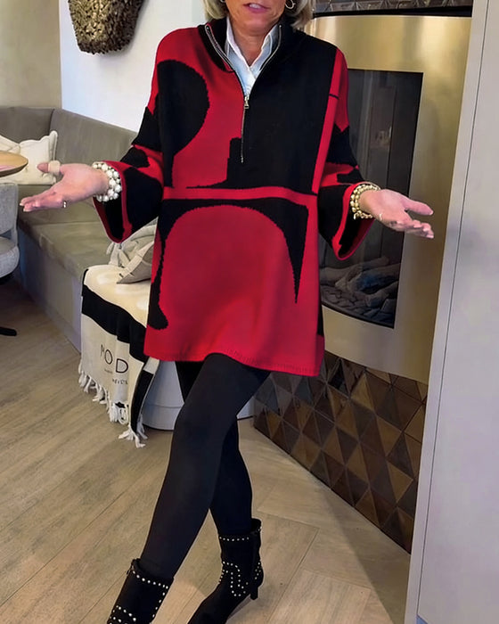 Pull À Demi-Zip Avec Col Montant Tendance