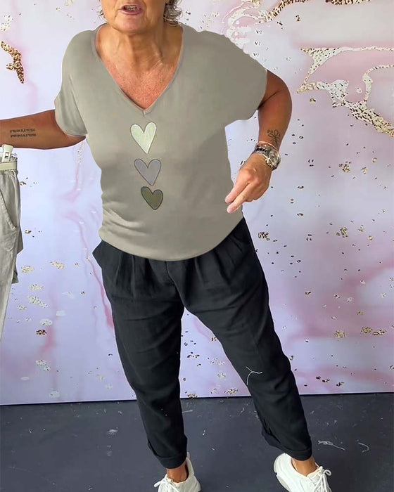 Blouse love manches courtes col V