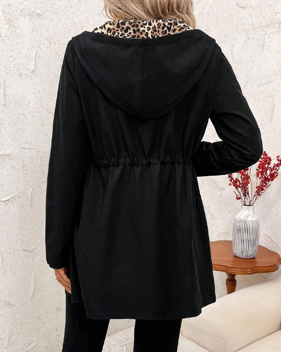 Manteau Avec Capuche Reversible Imprimé Léopard