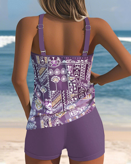 Tankini Col U Deux Pièces Imprimé