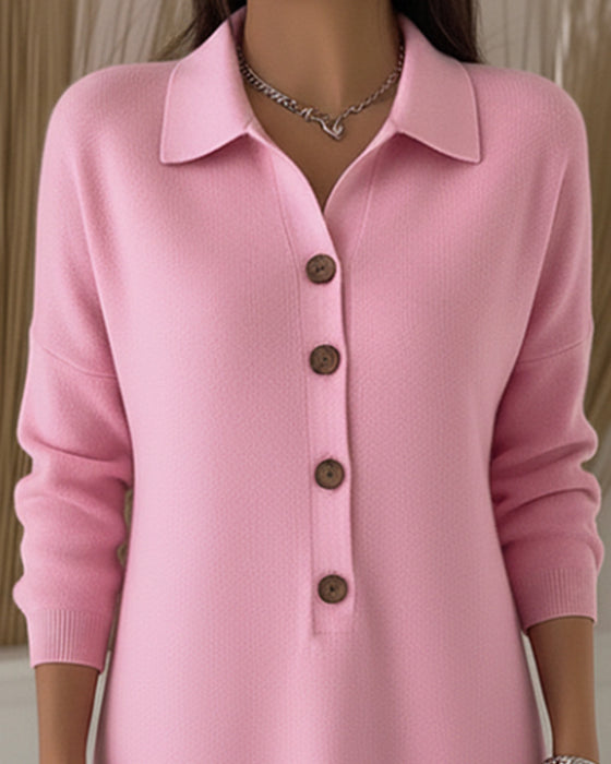 Robe À Revers Boutonnée Et Élégante