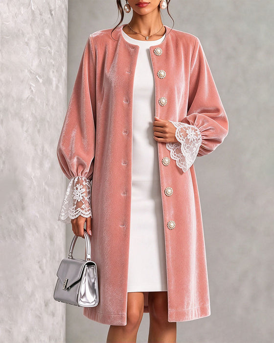 Veste Patchwork Manche Bouton Tendance