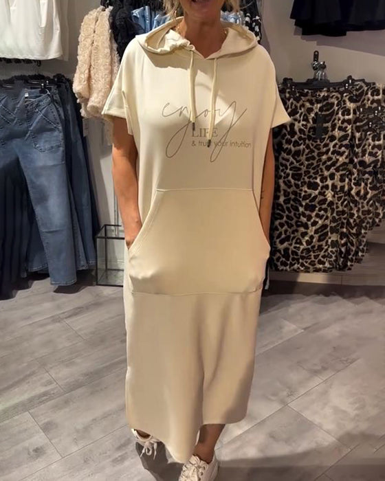 Robe À Capuche Décontractée Cordon
