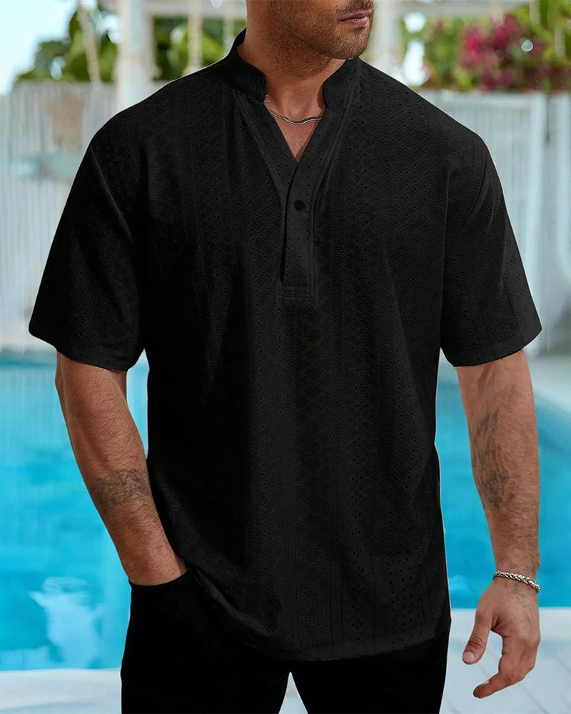 Chemise Ajourée Col Montant Homme