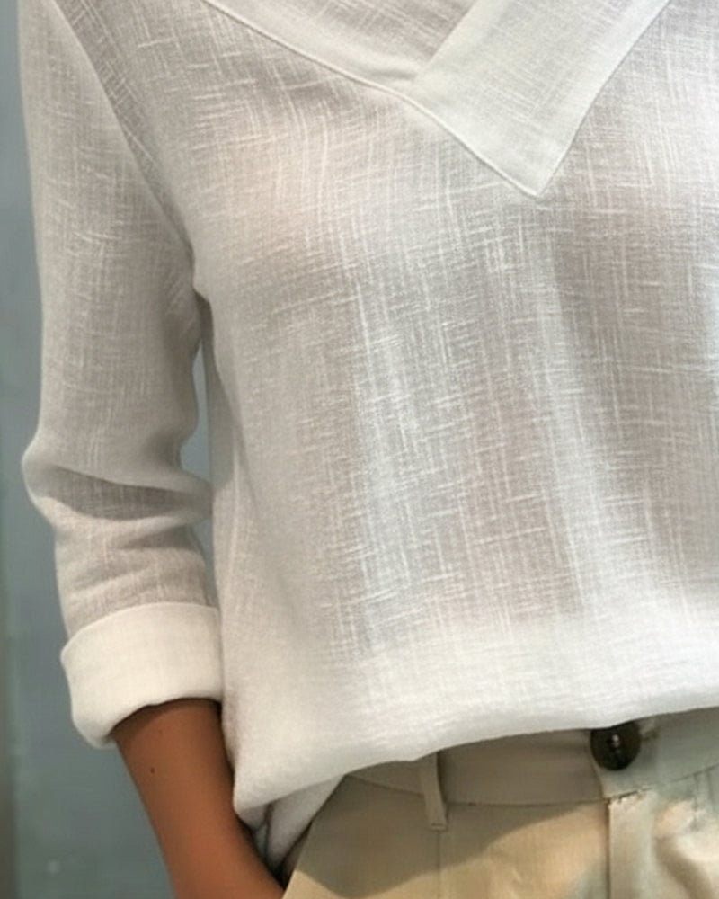 Haut Élégant Col V Décolleté Bretelle Tombante