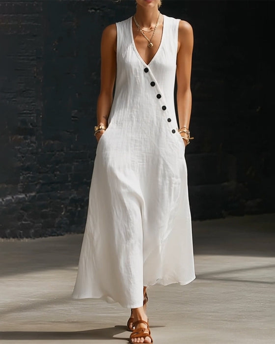 Robe Unie Bouton Gilet