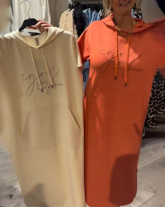 Robe À Capuche Décontractée Cordon