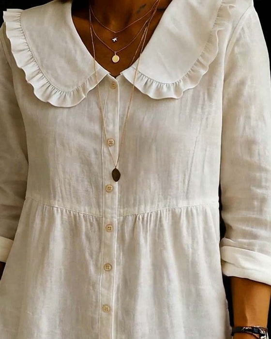 Chemise Col Peter Pan Style Forêt Uni Couleur