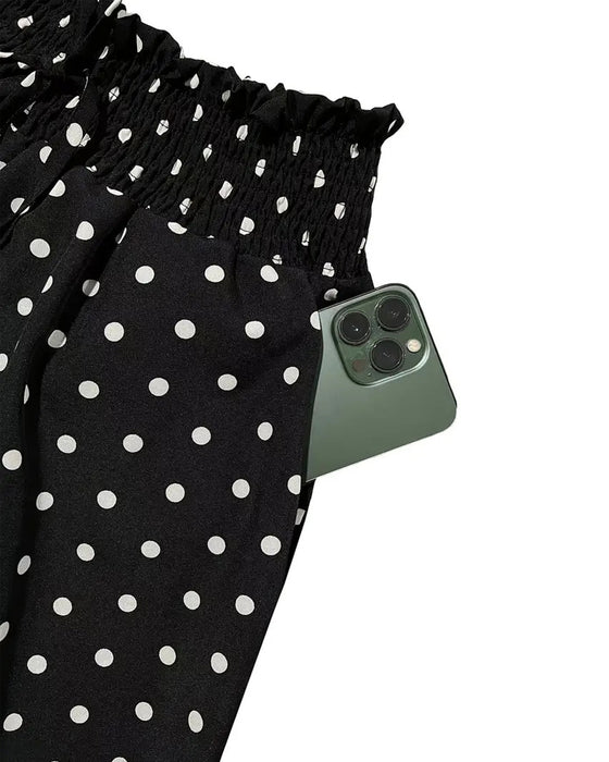 Pantalon Imprimé Pois Long