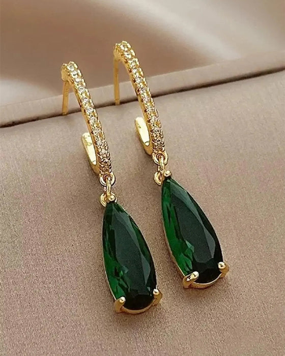 Boucles D'oreilles Pierre Précieuse Artificielle & Décor Rhinestone Pendent Hoop
