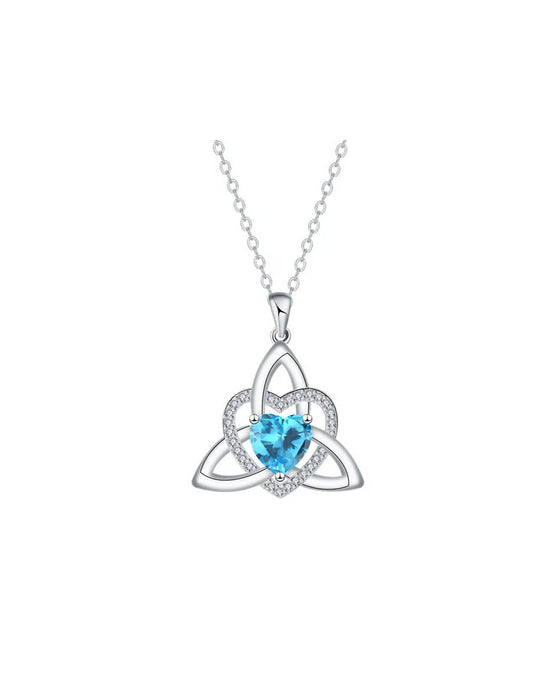 Collier Cœur Nœud Trinitaire Celtique Pierre De Naissance ✨ Pendentif Cœur Nœud Trinitaire Celtique Pierre De Naissance