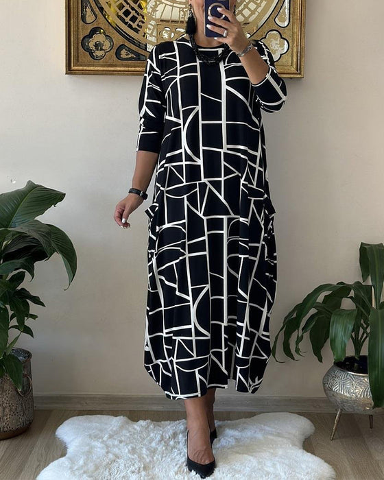 Robe ample avec poche et col rond