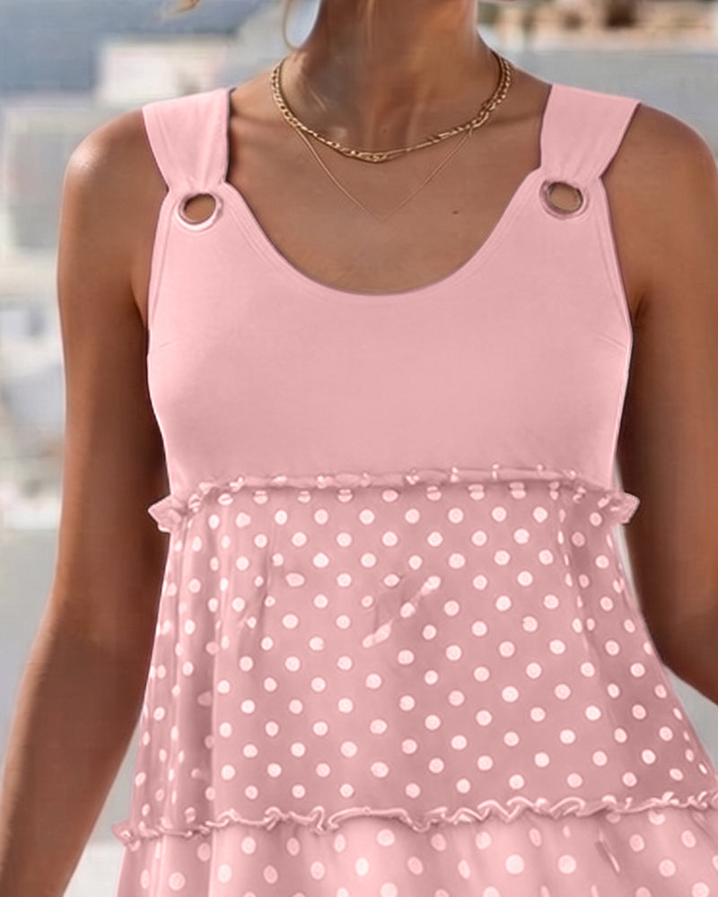 Robe Pois Raye À Volants Spaghetti