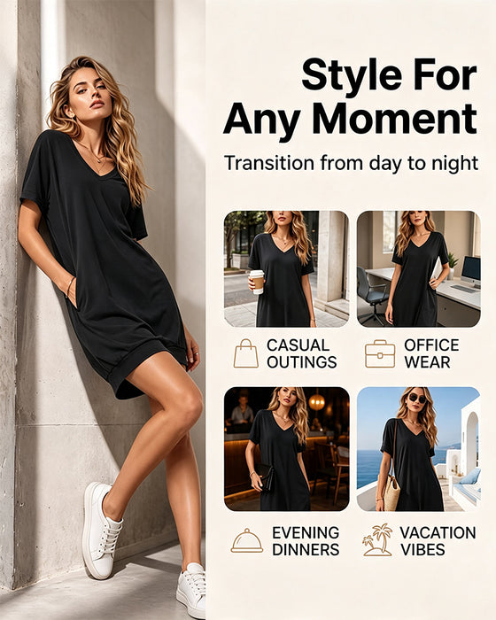 Robe Confort Décontracté Col V Uni