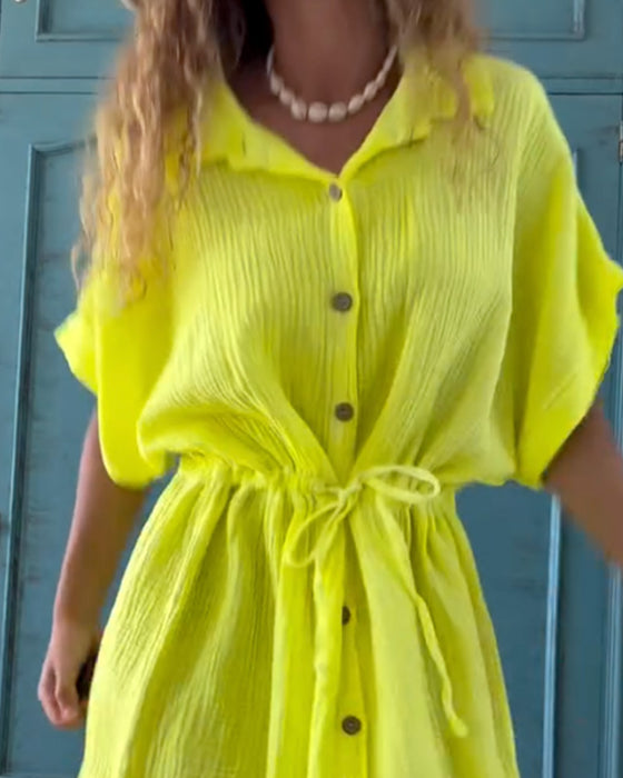 Robe Décontractée Uni À Cordon