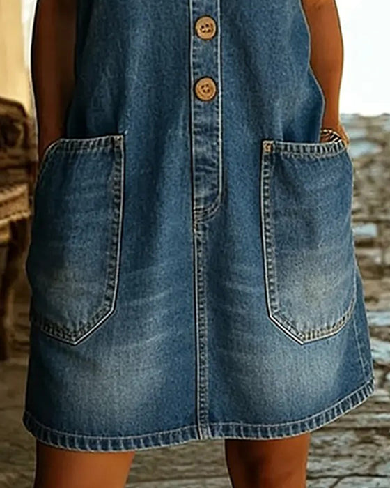 Robe Décontractée Sans Manches Grande Poche