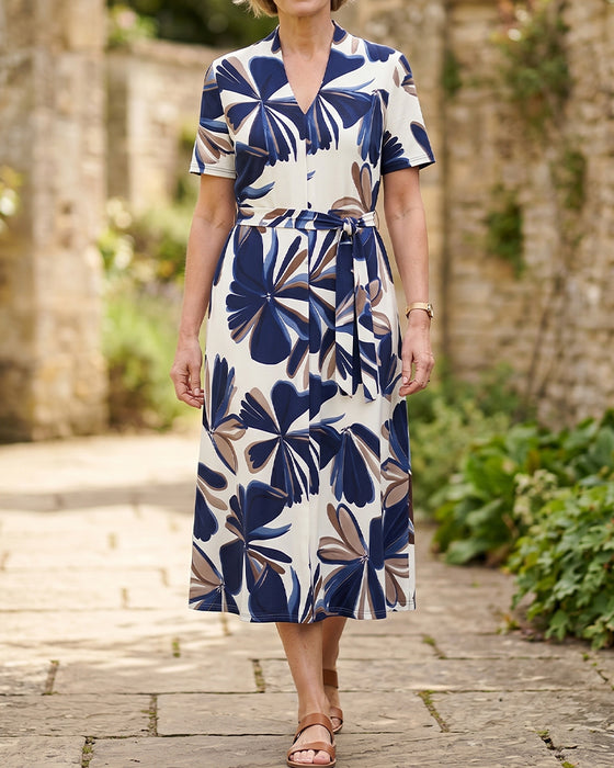 Robe Élégante Florale Imprimé Sans Manches