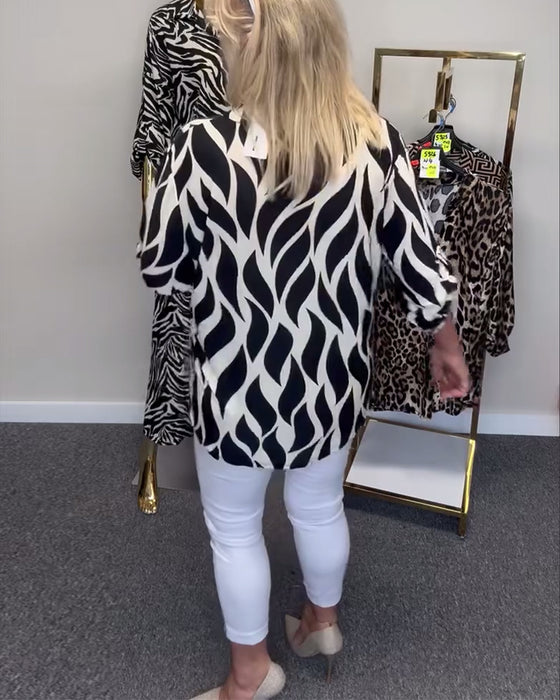 Blouse décontractée imprimée à col en V