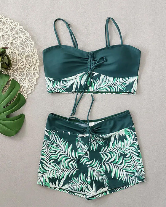 Bikini Haute Taille Boyleg Imprimé