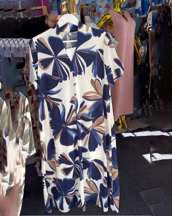 Robe Élégante Florale Imprimé Sans Manches