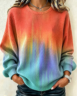 Sweatshirt Dégradé Tie-Dye Décontracté Col Rond