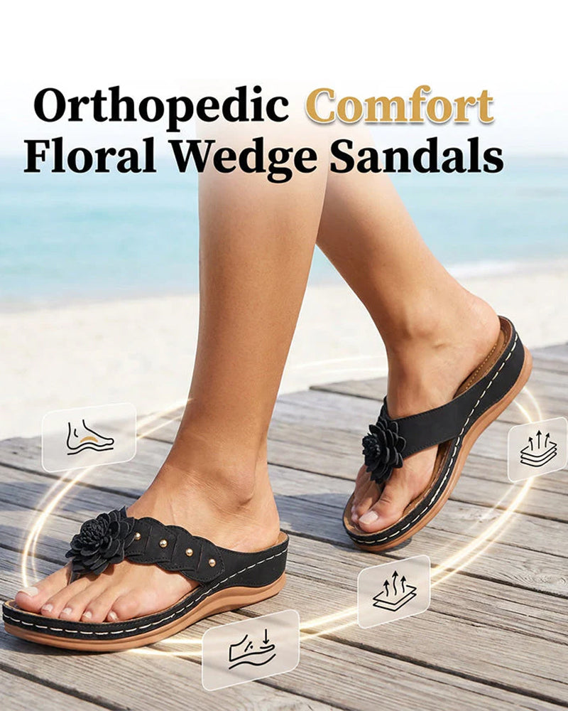 Sandales Pour Femmes À Motif Floral Et Soutien De La Voûte Plantaire