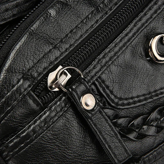 Femmes Doux PU Cuir Multi-Poche Sac Bandoulière