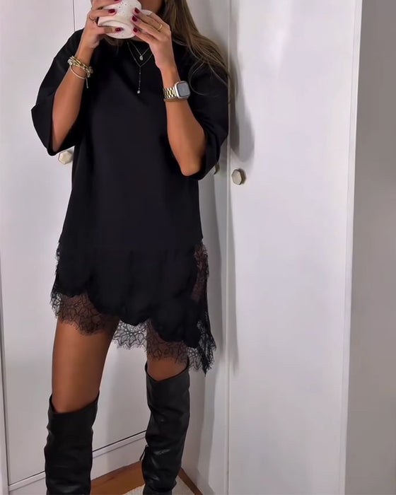Robe Décontractée Manches Courtes Patchwork