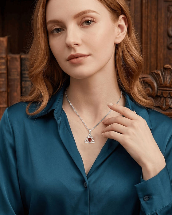 Collier Cœur Nœud Trinitaire Celtique Pierre De Naissance ✨ Pendentif Cœur Nœud Trinitaire Celtique Pierre De Naissance