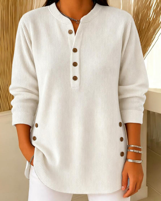 Pull Henley Bouton Unie
