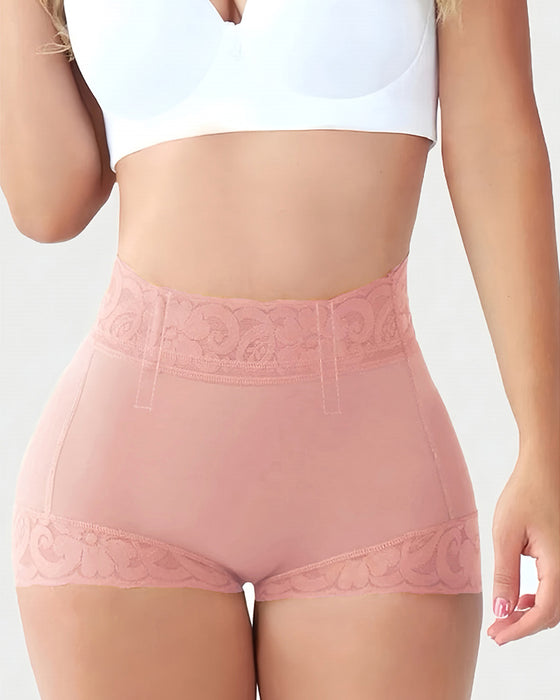 Culotte courte en dentelle avec effet gainant pour le ventre