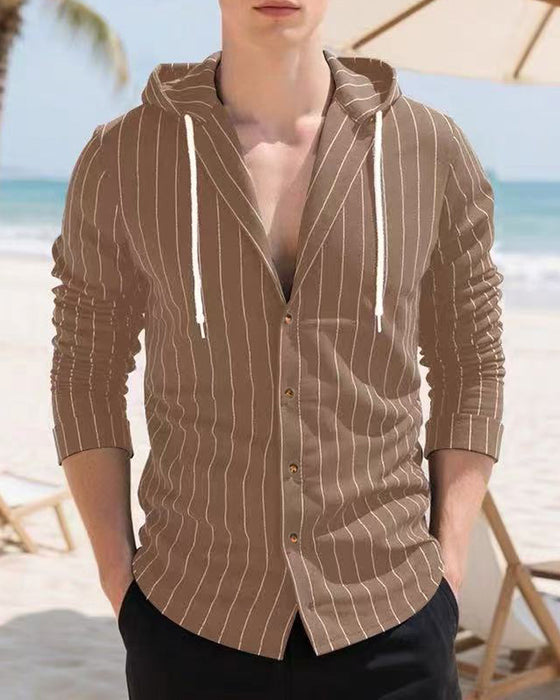 Chemise Homme Rayée À Capuche