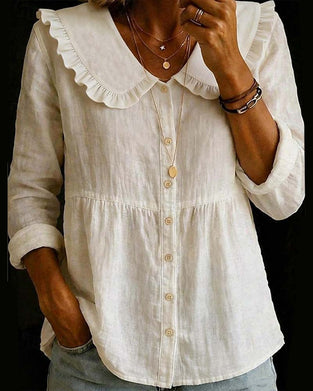 Chemise Col Peter Pan Style Forêt Uni Couleur