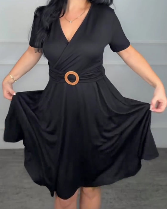 Robe Col En V Portefeuille Taille Coupe A
