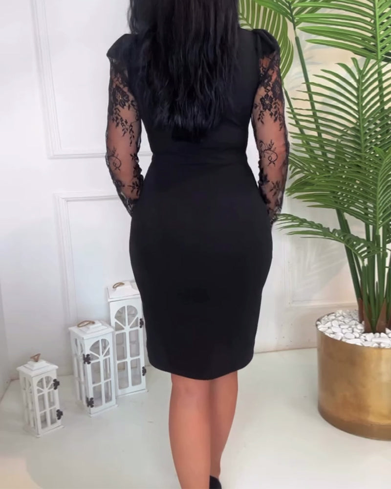 Robe slim de couleur unie à col en V